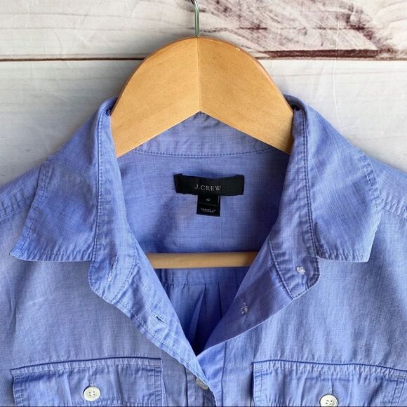 J. Crew End-on-End Long Sleeve Cotton Blue Button Down Workshirt - Picture 5 of 8